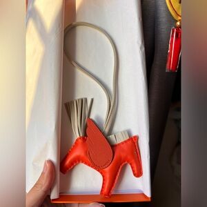 Authentic Hermes lambskin Rodeo Pegase bag charm PM